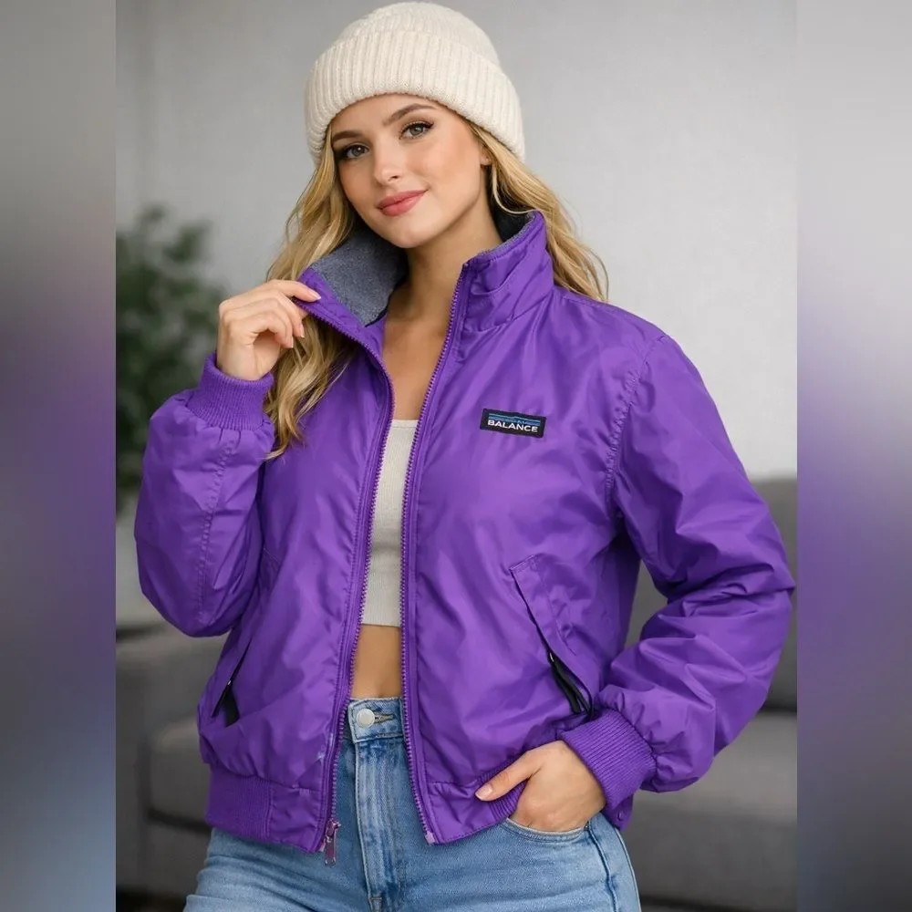 VTG 90s Patagonia Shelled  Jacket Women’s 12 Purple Fleece Lined USA